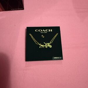 Coach Gold Horse and Carriage Double Strand Necklace